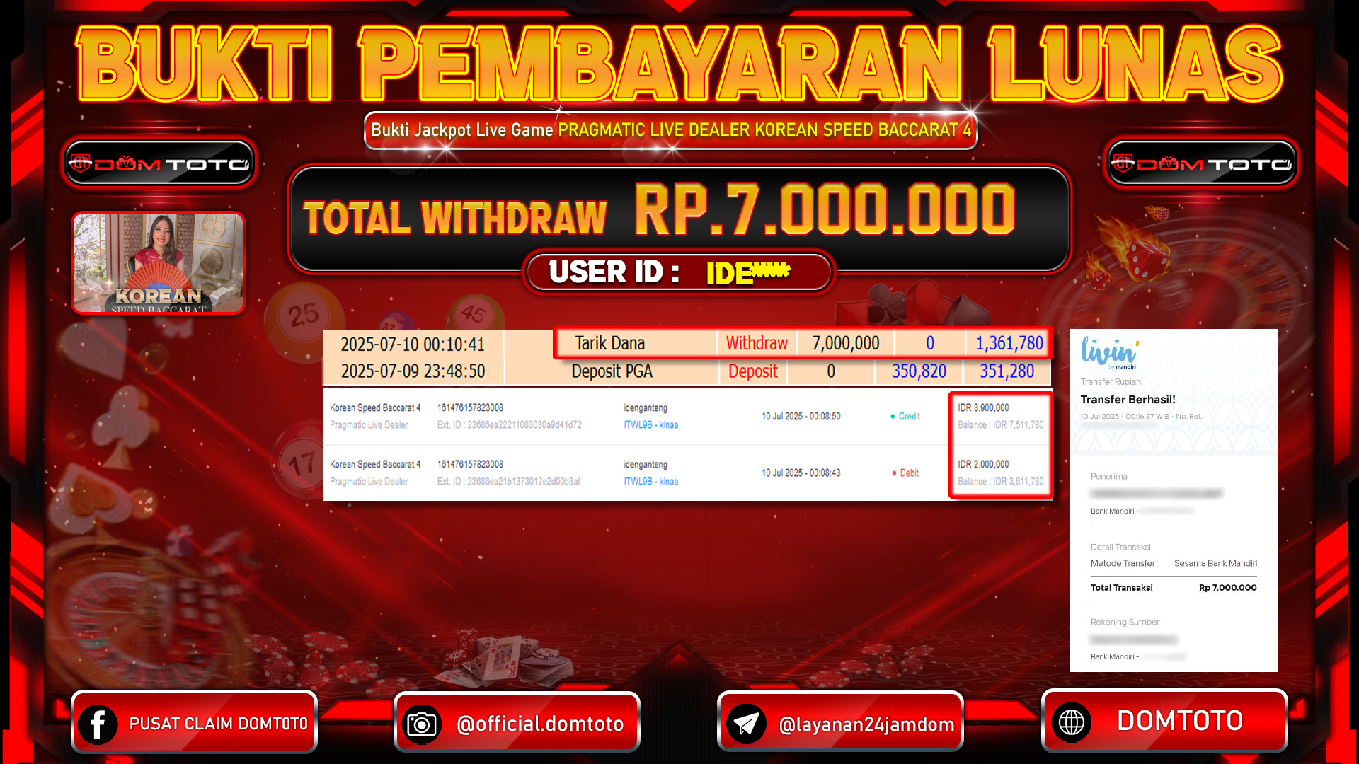 JACKPOT LIVEGAMES KOREAN SPEED BACCARAT 4 10 JULI 2025